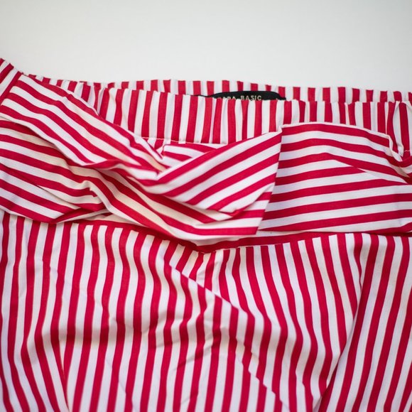 Zara Basics Red & white off shoulder top - Picture 2 of 5